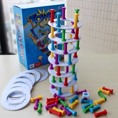 ใหม่ Pisatta Jenga บล็อกวาดของเล่นซ้อนสูง การล่มสลายของหอคอยข้ามพรมแดนสมดุลเกมปริศนาแบบโต้ตอบ