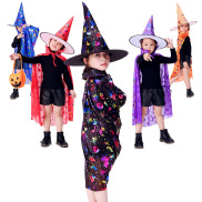 Áo choàng Halloween kèm mũ - áo phù thủy hóa trang cho bé