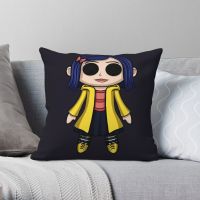 [Dudu home furnishing] ปลอกหมอนสี่เหลี่ยมลายตุ๊กตา Coraline Chibi ผ้าโพลีเอสเตอร์ผ้าลินินกำมะหยี่ที่คลุมหมอนอิงโซฟาปลอกหมอนขายส่ง18 Quot;