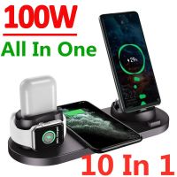 ZZOOI 100W 10 in 1 Wireless Charger Stand Pad For iPhone 14 13 12 Apple Watch  Fast Charging Dock Station for Airpods Pro iWatch 7 6