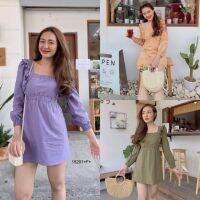 J15201 Dress เดรส แขนยาว อกยืดระบาย Dress, long sleeves, stretchy bust