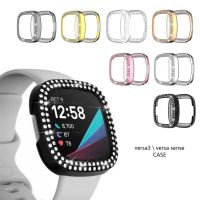 【lz】♚♛☬  Diamante amortecedor caso protetor para fitbit versa 3/versa3 casos para fitbit sense relógio inteligente protetor capa escudo acessórios