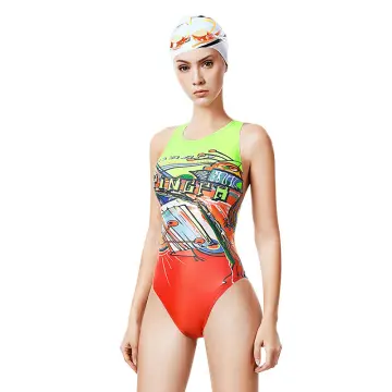 Charmo Women Athletic One Piece Swimsuit Zipper Racerback Mock