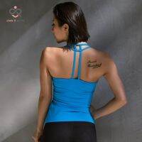 【Hot Sale】embellish TankSexy Sports Yoga Vest Running Fitness Vest Pula Fast Dry Clothes Fixed Shock Blue Twith Bra P095