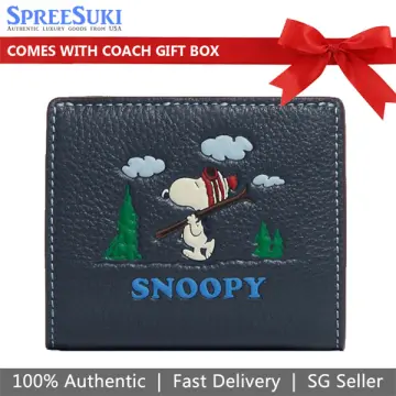 COACH®  Coach X Peanuts Round Coin Case With Snoopy Ski Motif