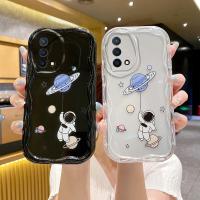 เคสซิลิโคนนิ่มกันตกสำหรับ Oppo A74 A95 4G F19 Reno 6 Lite ดีไซน์ใหม่ลายการ์ตูนสีดำนักบินอวกาศดาวเคราะห์เคสโทรศัพท์แบบใสนิ่ม