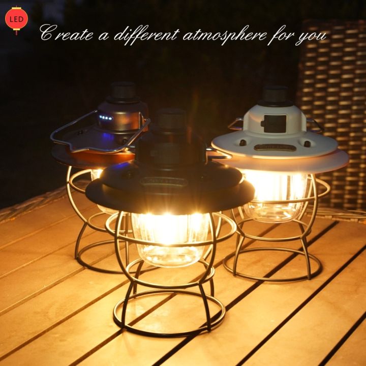 Portable Retro Camping Lantern Rechargeable Metal Handle