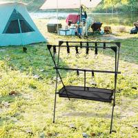 Camping Picnic Rack Light Tools Organizer Collapsible Legs Portable for Pot