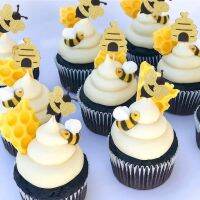 MA1MBB HoneyBee Cake Toppers Honeycomb Decoration Paper Bee Confetti for Theme Party Supplies