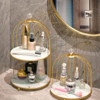 Cosmetic Storage Rack DoubleSingle-Layer Wrought Iron Nordic Style Bird Cage Lipstick Perfume Skin Care Products Desktop Rack