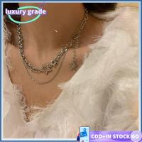 LUXURY GRADE โซ่สีเงิน โชคเกอร์ดาวเงา รูปดาวห้าแฉก โลหะผสมอัลลอยด์ สร้อยคอพู่ชั้น แฟชั่นสำหรับผู้หญิง เครื่องประดับอัญมณีอัญมณี สร้อยคอเสน่ห์เพทาย สำหรับผู้หญิง