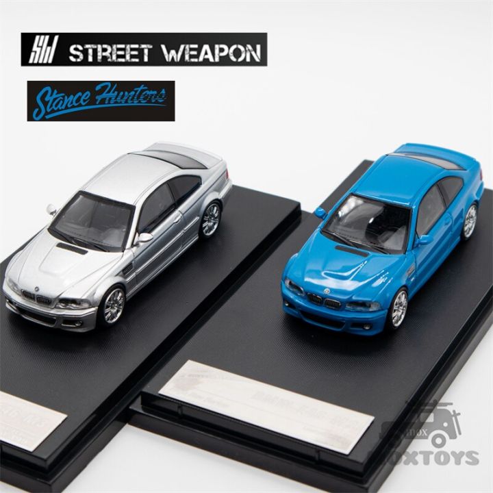 stance-hunters-x-street-weapon-1-64-e46-m3-csl-blue-silver-diecast-model-car