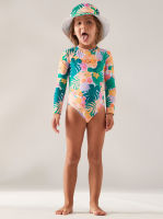 ROXY ชุดว่ายน้ำเด็กเล็ก Girls 2-7 Paradisiac Island Long Sleeve One-Piece Rashguard 231 ERLWR03258-GPN5