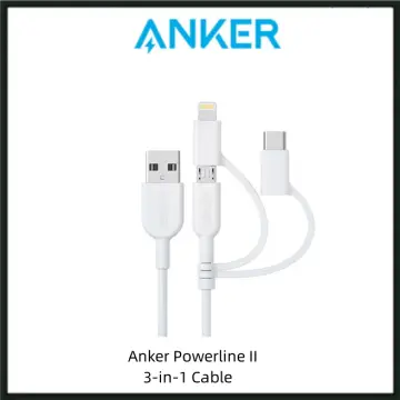 Anker Powerline II 3-in-1 Cable, Lightning/Type C/Micro USB Cable for  iPhone, iPad, Huawei, HTC, LG, Samsung Galaxy, Sony Xperia, Android  Smartphones
