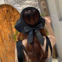 Ribbon Bowknot Empty Top Straw Hat for Women Wide Brim Foldable Fisherman Cap Lady Summer Outdoor Travel Beach Sun Caps 56 58cm