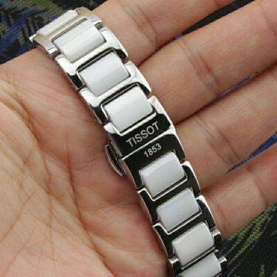 สายนาฬิกาเซรามิกสีขาวเหมาะสำหรับสาย Tissot 1853 หญิง T050/T085/T073/T52/T103 สาย