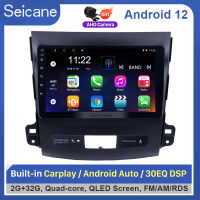 Seicane - 9 inch QLED หน้าจอสัมผัส Android 12.0 วิทยุรถยนต์ GPS โฮสต์ 2006 2007 2008 2009 2010 2011-2014 MITSUBISHI Outlander 2Din เล่นมัลติมีเดียสนับสนุน SWC แบ่งหน้าจอ Netflix Playstore วัด YouTube