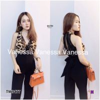 SS9177 Jumpsuit จั๊มสูท ลายเสือ ขายาว