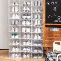 【CW】 6pcs/Set Plastic Shoes Drawer Thickened Transparent Shoebox Fold Shoe Organizer Boxes Stackable