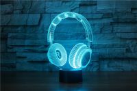 3D LED Night Light Music Dynamic Headset Action Figure 7 Colors Touch Optical Illusion Table Lamp Home Decoration Model Night Lights