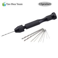 【hot】✺  11pcs Aluminum Hand With Keyless Chuck Woodworking Drilling Tools Twist Bit Set