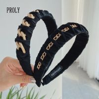 【CW】 PROLY New Fashion Hair Accessories Alloy Chain Headband Braided Wide Side Hairband Top Turban Headwear