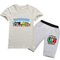 TOCA LIFE WORLD Bottom เสื้อยืดเด็กหญิงเด็กชายแขนสั้นผ้าฝ้าย Unisex ชุดกางเกงขาสั้นเด็กลายการ์ตูนฤดูร้อนฤดูใบไม้ร่วง0000