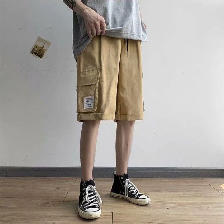 2022-summer-techwear-shorts-mens-hong-kong-style-students-handsome-straight-fifth-pants-korean-trend-loose-baggy-casual-trouser