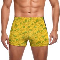 Cute Pineapple Swimming Trunks Tropical Fruit Print Beach Print Swim Shorts Quick Dry Push Up Men Swimsuit Swimwear