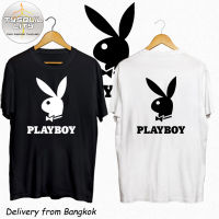 เสื้อ PLAYBOY shirt พิมพ์ลาย cotton แฟชั่น สีดำ สีขาว ใส่สบาย ใส่ได้ชายและหญิง S-5XL