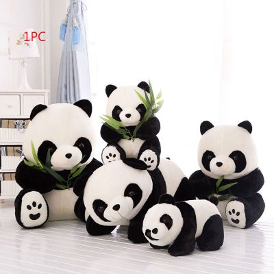 9/10/12/16cm Plush Panda Toys Lovely Pillow Panda with Bamboo Leaves Stuffed Soft Animal Bear Nice Birthday Gift for Children