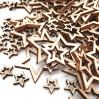 50pcs Unfinished Wood Cutout Wooden Star Shaped Wood Pieces for Wooden Craft DIY Projects  Home Decoration  Gift Tags Clips Pins Tacks