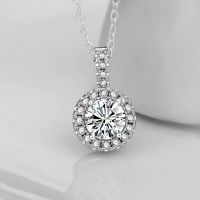 [COD] DZ118 new 1 carat round bag full of stars imitation diamond womens pendant big collarbone