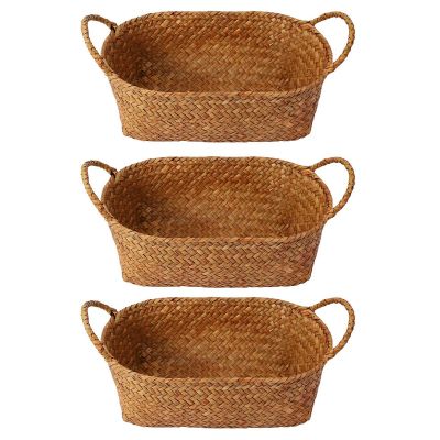 Wicker Weaving Storage Basket for Kitchen Handmade Fruit Dish Rattan Picnic Food Bread Loaf Sundries Neatening Container Case