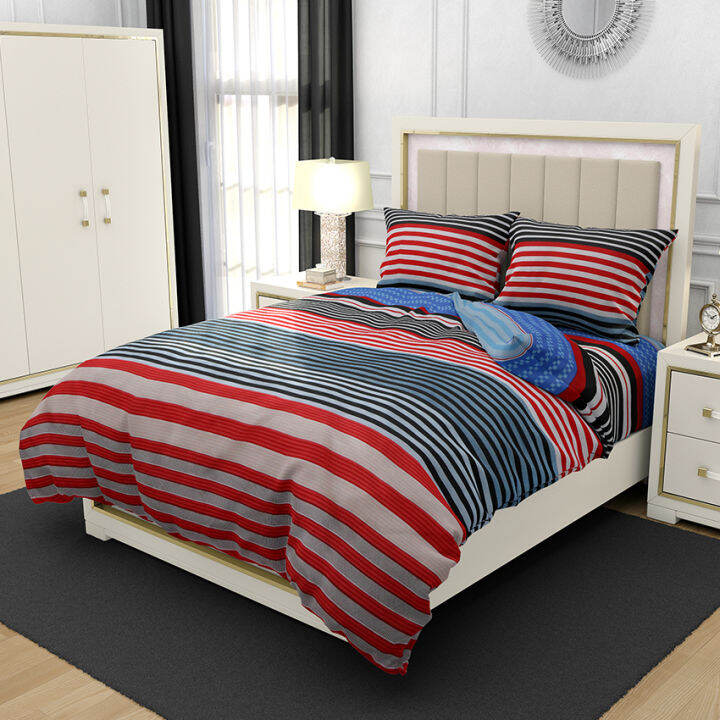 Printed Bed sheet Collection 3in1 Bedding Set ( 2 pillowcases and 1 fitted Sheet ) DF65 Lazada PH