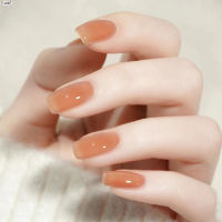 Paleght Jelly Orange เล็บปลอมทรงสี่เหลี่ยมมันวาวพร้อมเล็บที่ไม่เป็นอันตรายและขอบเรียบสำหรับการช็อปปิ้ง