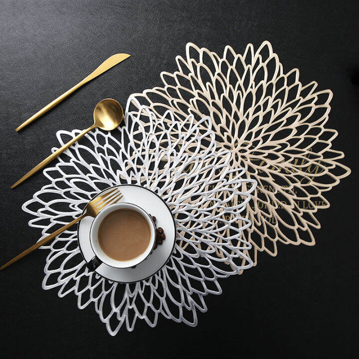 64ชิ้น-placemats-กลมร้านอาหารกลวงพีวีซีตกแต่งอาหารเสื่อป้องกันความร้อนโต๊ะรับประทานอาหารสายเสื่อสเต็กแผ่นแผ่นดอกไม้