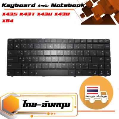 สินค้าคุณสมบัติเทียบเท่า คีย์บอร์ด อัสซุส - Asus keyboard (แป้นไทย-อังกฤษ) สำหรับรุ่น X43S K43T X43U X43B X84  แพตรงและมีจุดยึดน๊อต 2 จุด