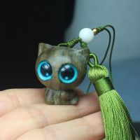┋๑☾ ไม้จันทน์สีเขียว น่ารัก ลูกแมว โซ่โทรศัพท์มือถือ จี้ ไม้จันทน์สีเขียว พวงกุญแจ กระเป๋า จี้ เครื่องประดับหัตถกรรม