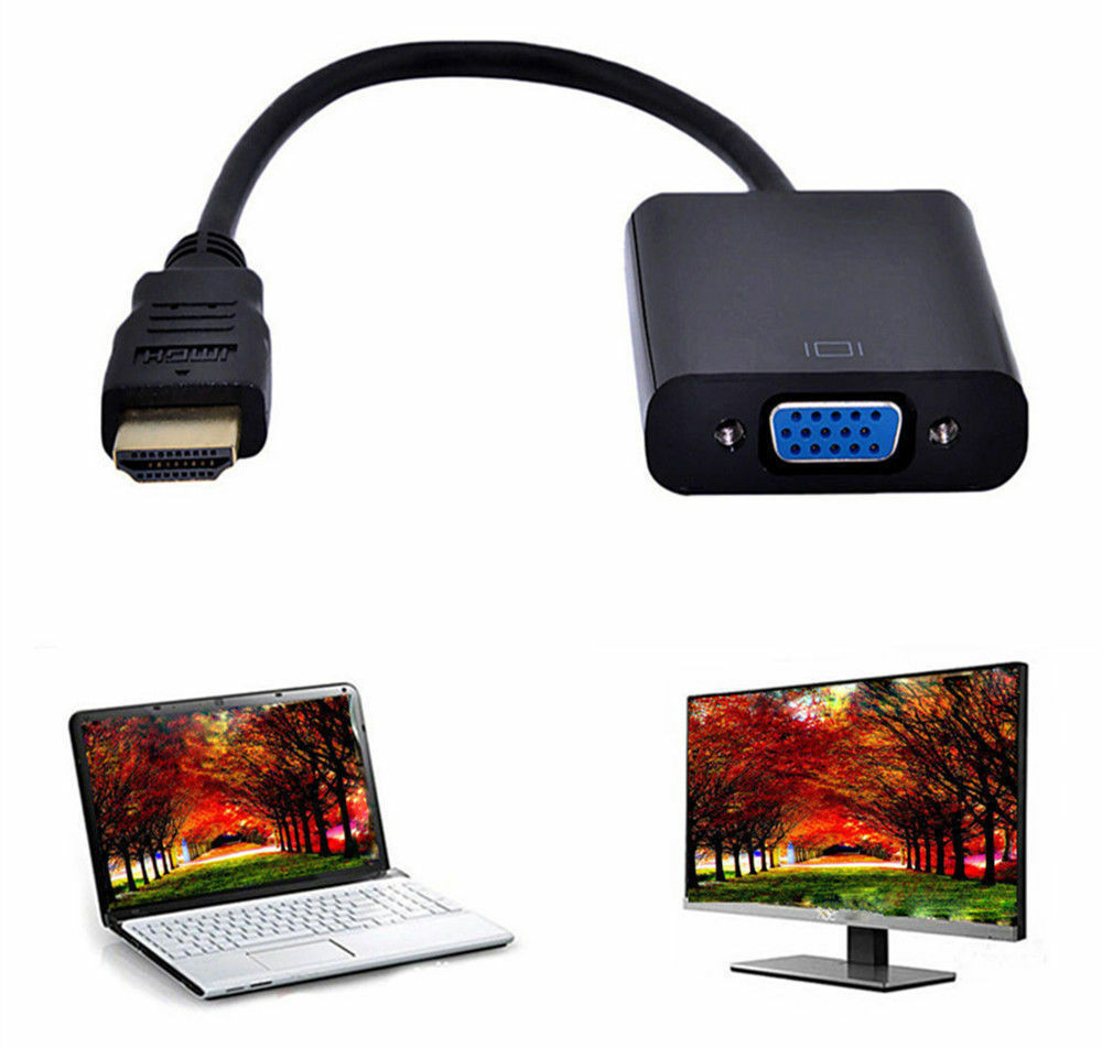 1080P HDTV HDMI KE kabel HDMI Penyesuai VGA KE penukar Audio Analog lelaki KE perempuan untuk projektor peti TV Laptop PC (Penyesuai HDMI KE VGA) HDMI male VGA