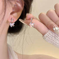 น้ำผึ้งหัวใจฤดูใบไม้ผลิ ~ Aixing Mang Zircon Silver Pin Earrings, การออกแบบชนกลุ่มน้อยของผู้หญิง, ต่างหูหรูหราแสง, ต่างหูหรู LFA3