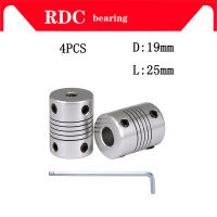 คุณภาพสูง4ชิ้น D19l25เพลากรามยนต์ Cnc Coupler Coupling ยืดหยุ่น19X25มม. 4/ 5/6/6.35/8/9.5/10/12มม.