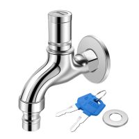 Anti-Theft Faucet Water Tap with Lock Key Alloy Key Switch Faucet Bibcocks for Kitchen Outdoor Garden