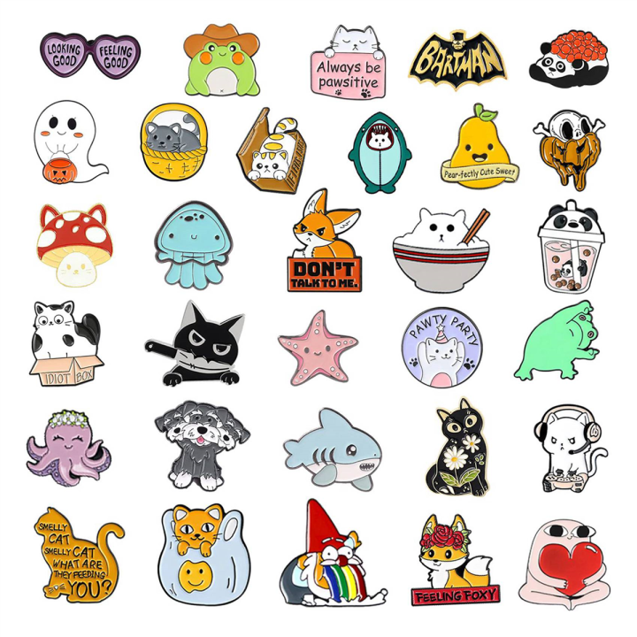48 Pack Cute Enamel Backpack Pins, Fun Enamel Pins Bulk Set Cool Button