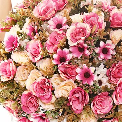 [AYIQ Flower Shop] ปลอมกุหลาบขนาดเล็กพวงดอกไม้ปลอมพืชเทียมช่อ DIY ตกแต่งบ้านพรรคตกแต่งงานแต่งงานที่สวยงาม