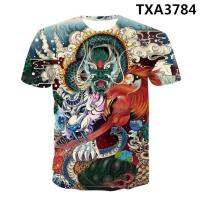 womens (in and stock) Men summer new Chinoiserie 3D printing fashion dragon T-shirt lion tiger personal dance XS-6XL large top (free nick name and logo)