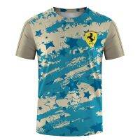 (All sizes are in stock)   New ferrari001 Stripe Print T-shirt 2023 Summer T-shirt  (You can customize the name and pattern for free)