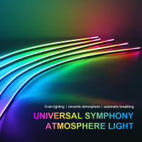 256in 1 LED Symphony Ambient Light สำหรับภายในรถ USB ตกแต่งบรรยากาศ Neon RGB Rainbow แถบอะคริลิคไร้สาย APP