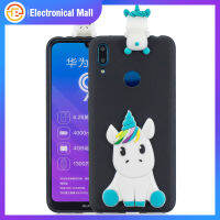 เคสสมาร์ทโฟนกันน้ำและกันกระแทกสำหรับ HUAWEI Y7/Y9 2019เคสโทรศัพท์3D ลายการ์ตูนม้าพร้อมแตรด้านหลังโทรศัพท์มือถือ