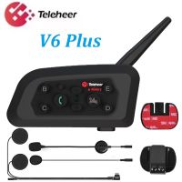 Teleheer V6บวกหมวกกันน็อคชุดหูฟังบลูทูธอินเตอร์คอม1500เมตรสื่อสารระหว่างกันผู้สื่อสาร2ผู้ขับขี่กันน้ำ